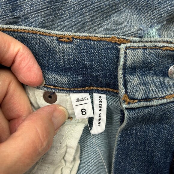 LOFT Outlet Modern Skinny Split Knee Jeans Women's Size 8 Medium Wash Denim NWT - Picture 6 of 13